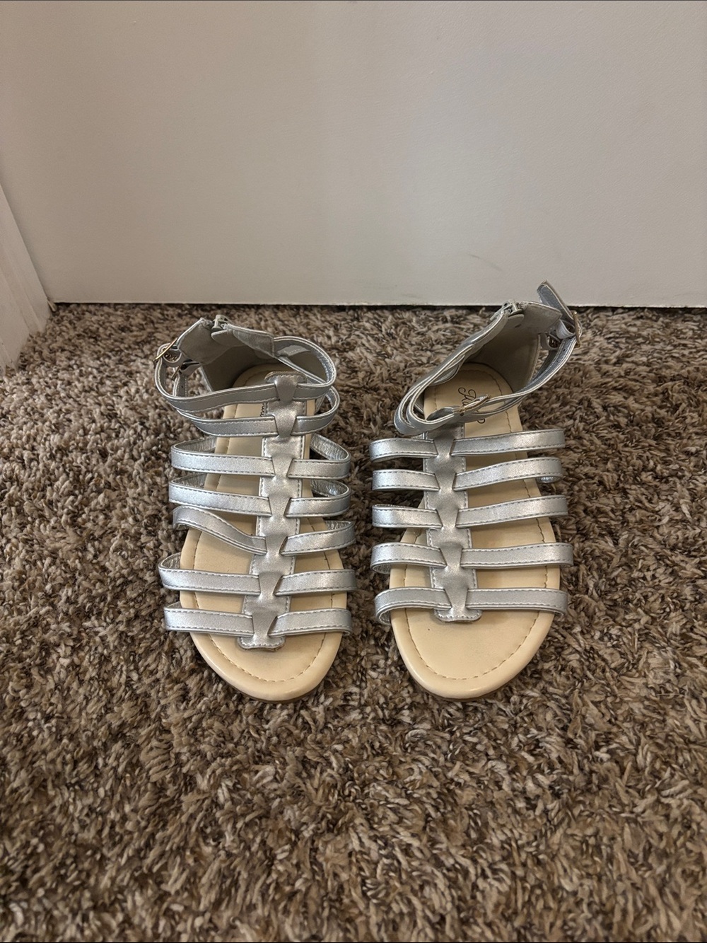 Xhilaration Metallic Silver Multi-Strap Ankle Sandals